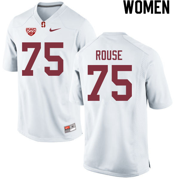Women #75 Walter Rouse Stanford Cardinal College Football Jerseys Sale-White - Click Image to Close